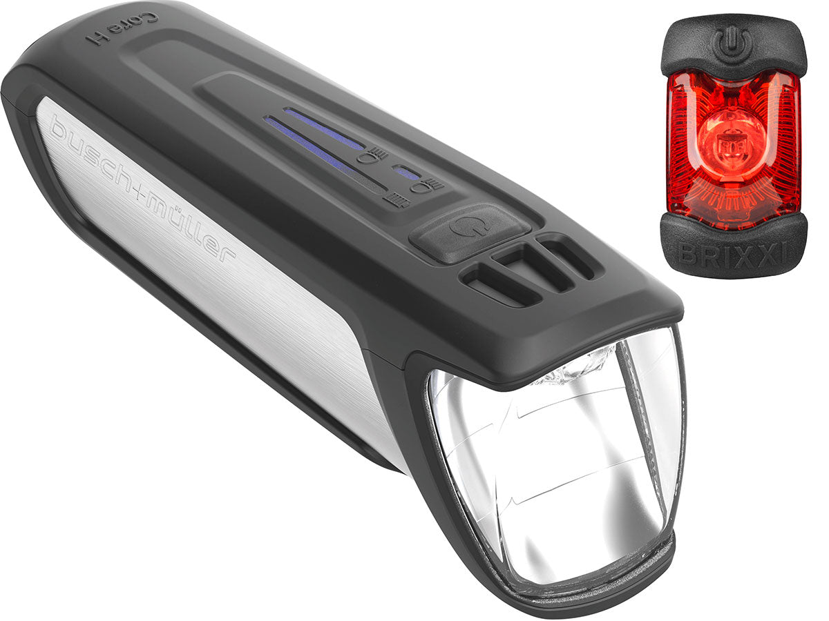 Battery lighting set IXON CORE 2 Highbeam + BRIXXI - black-silver