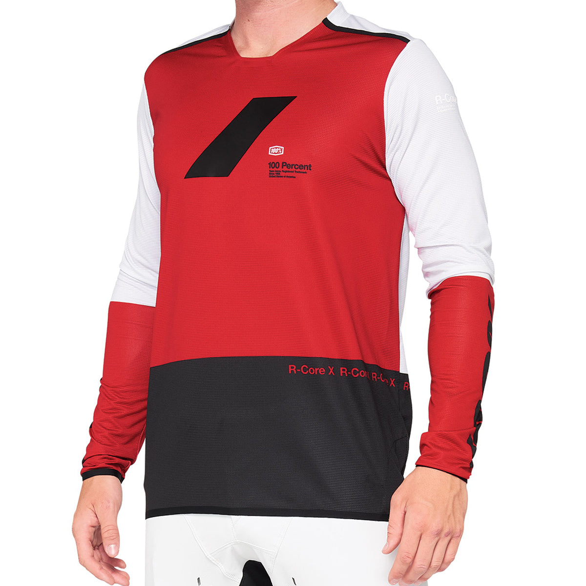 R-Core X Jersey - Maillot à manches longues - Cherry Black - Blanc/Noir/Rouge