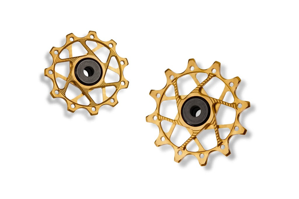 Shimano derailleur pulleys, 11T/12T, 11-speed - gold