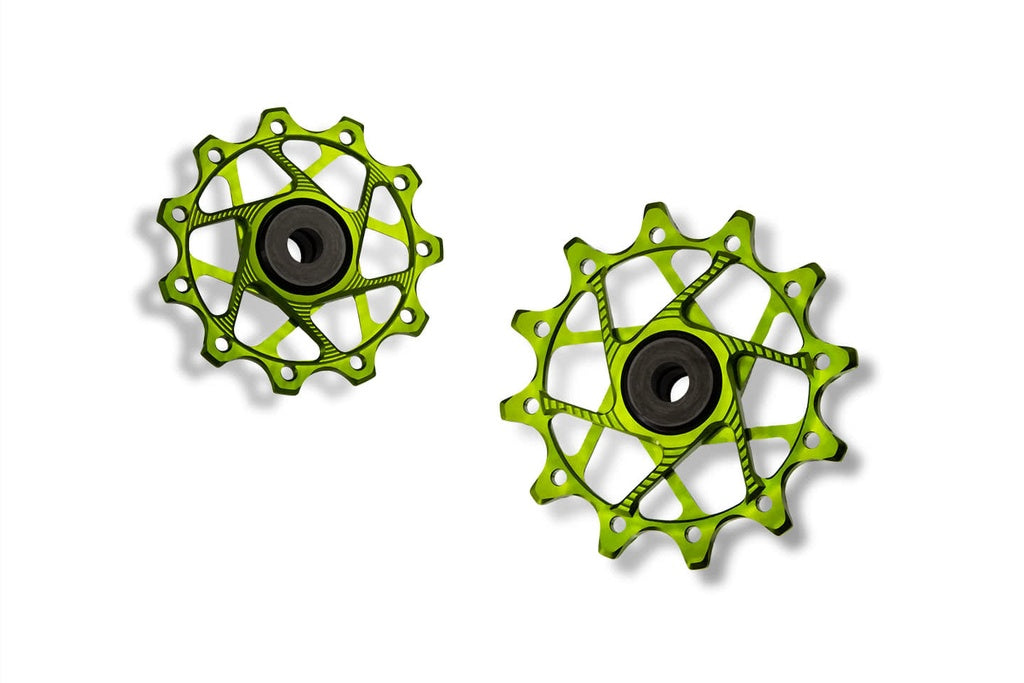 Shimano derailleur pulleys, 11T/12T, 11-speed - green