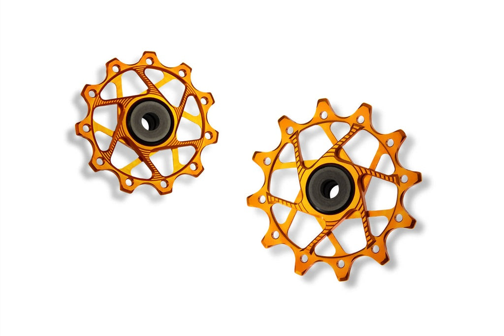 Shimano derailleur pulleys, 11T/12T, 11-speed - orange