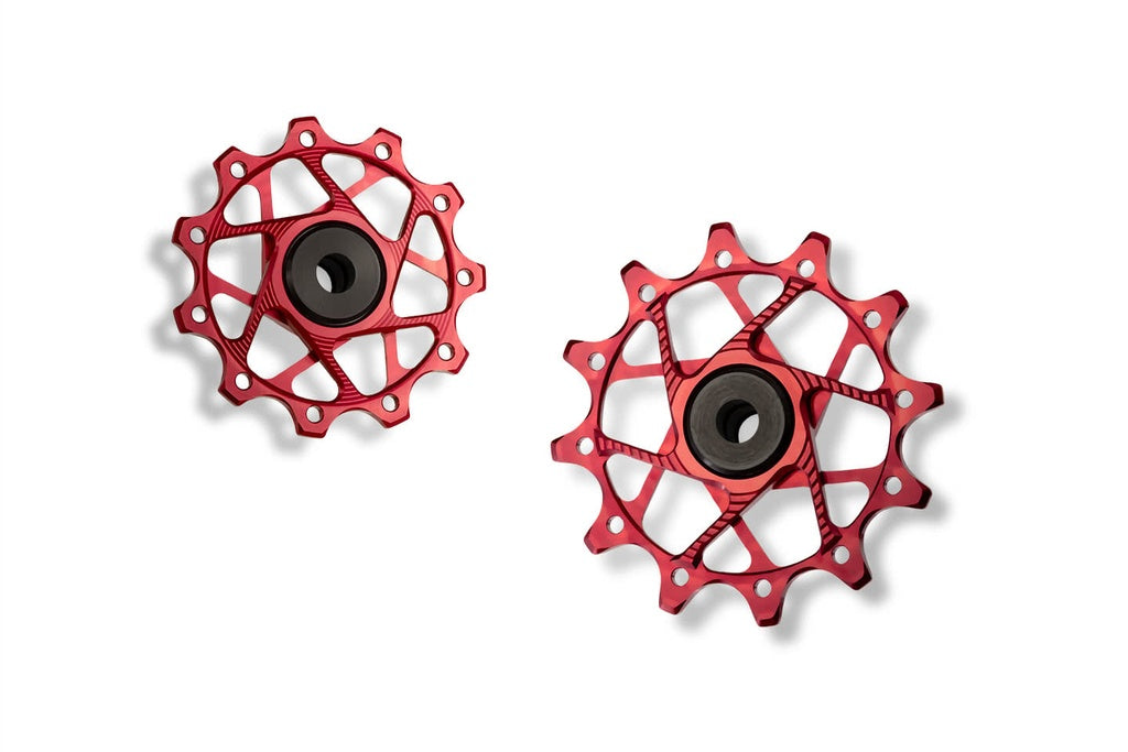 Shimano derailleur pulleys, 11T/12T, 11-speed - red