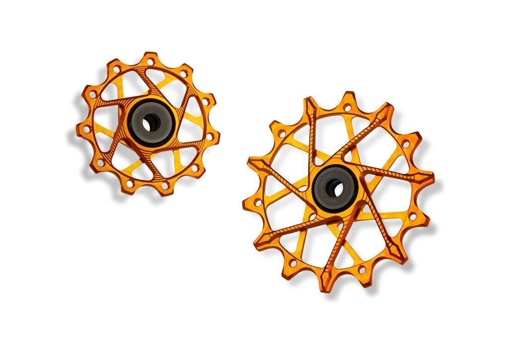Shimano derailleur pulleys, 11T/14T, 11-speed - orange