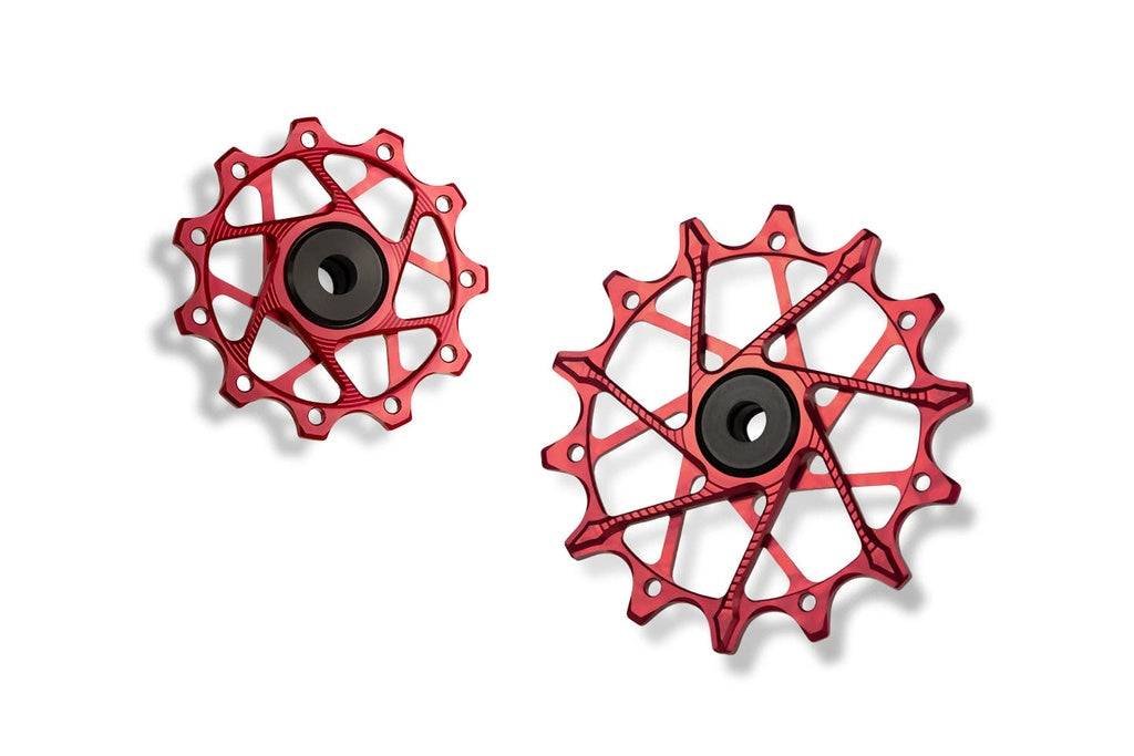 Shimano derailleur pulleys, 11T/14T, 11-speed - red