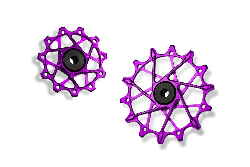 Shimano derailleur pulleys, 11T/14T, 11-speed - purple