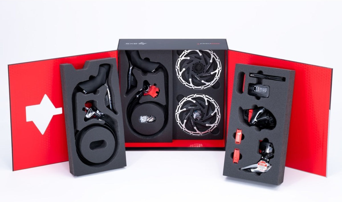 Kit RED eTap AXS 2-fach, ohne Kurbel, hydr., 6-Bolt flat mount, 2-Piece inkl. 160mm Bremscheiben