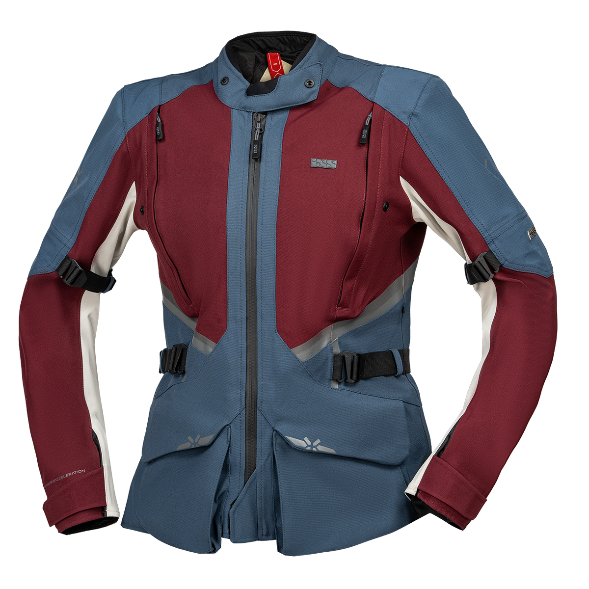 Damen Tourster-STX 1.0 Laminatjacke - weinrot-blau-cool grey iXS