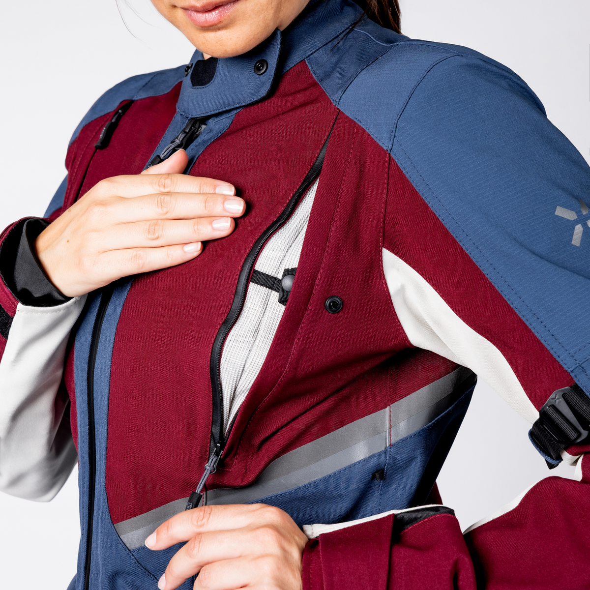 Damen Tourster-STX 1.0 Laminatjacke - weinrot-blau-cool grey iXS