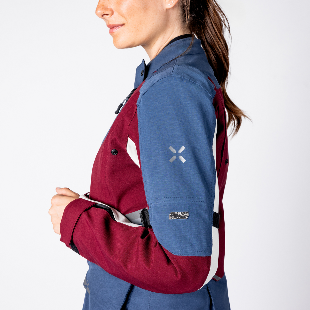 Damen Tourster-STX 1.0 Laminatjacke - weinrot-blau-cool grey iXS