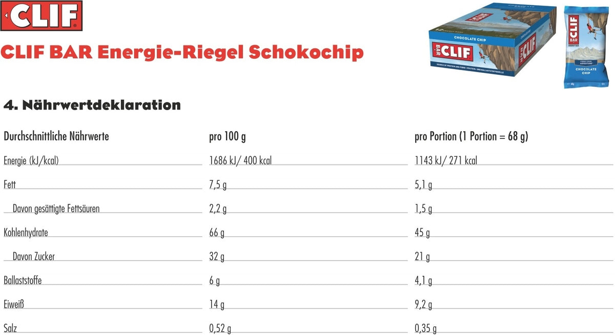 Original Energy Bar Energie Riegel - Chocolate Chip
