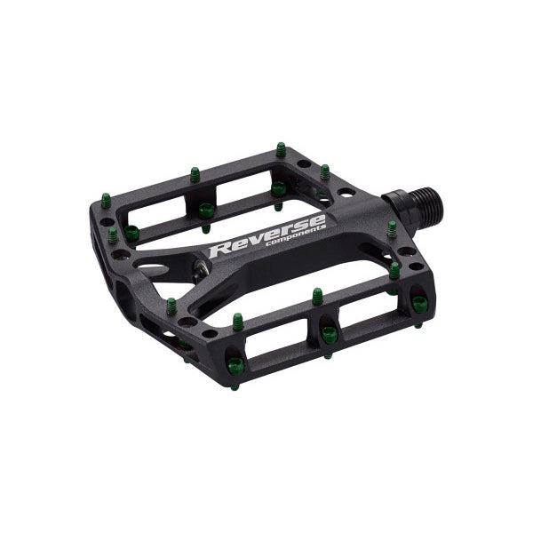 Black ONE platform pedals - pins green