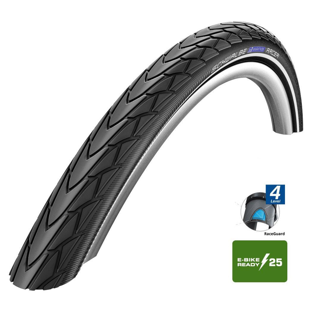 Marathon Racer Drahtreifen - 26x1.50 Zoll - RaceGuard - Reflexstreifen - schwarz