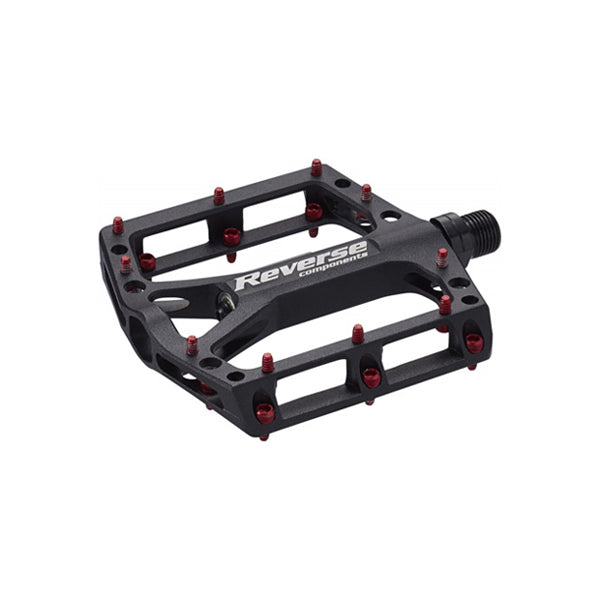 Black ONE platform pedals - red pins