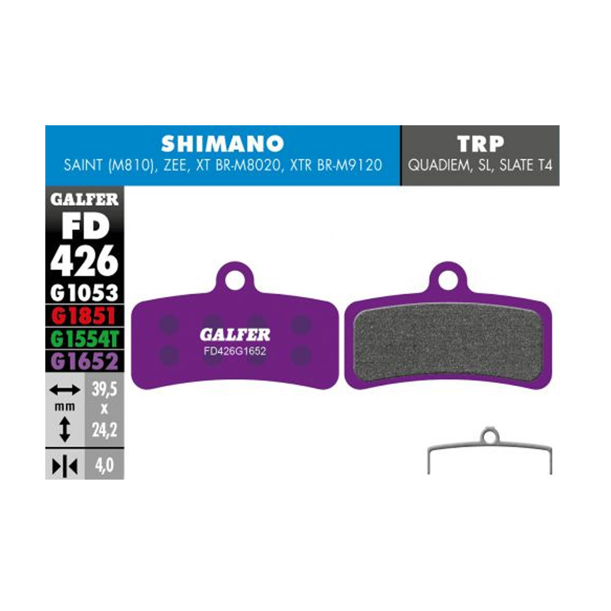 E-bike brake pad G1652 - Shimano XT & Zee - Violet