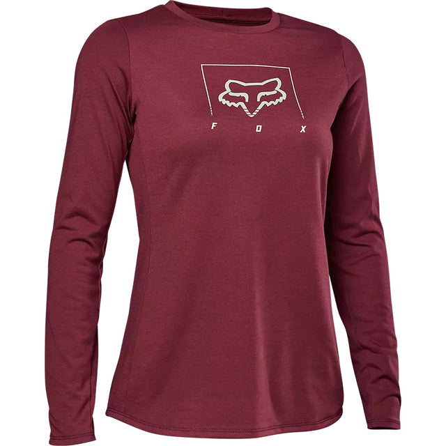 Womens Ranger Dr Mid Long Sleeve Jersey - dark maroon