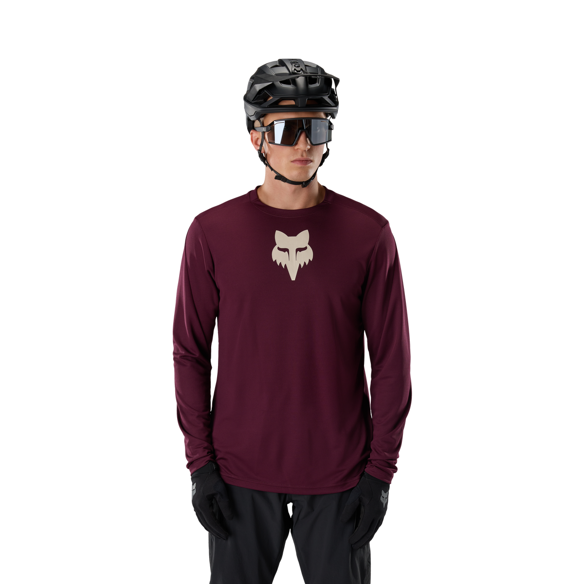 Ranger Long Sleeve Jersey Fox Head - Dark Maroon