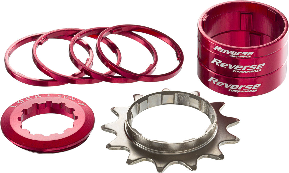 Singlespeed Kit 13T Sprocket + 7 Spacers - red