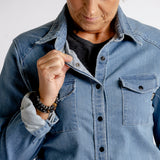Carve Digger Women Organic Denim Shirt washed blue