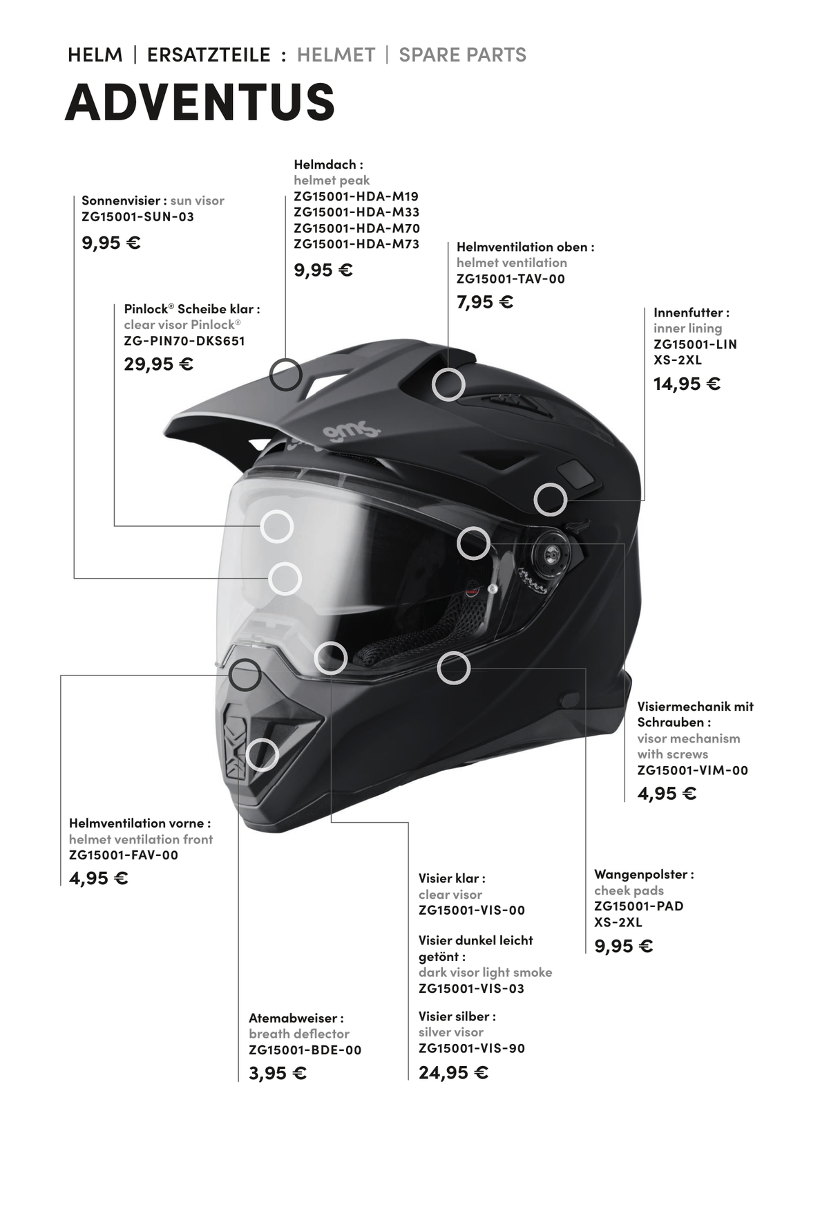 Sonnenvisier dunkel ADV Helm Adventus