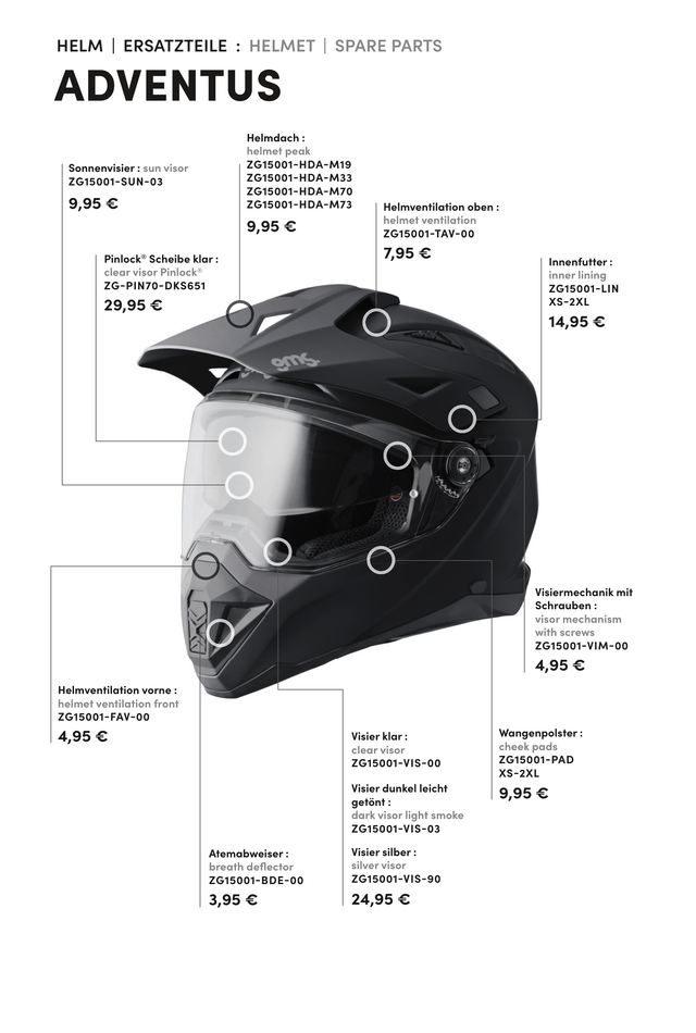 Sonnenvisier dunkel ADV Helm Adventus