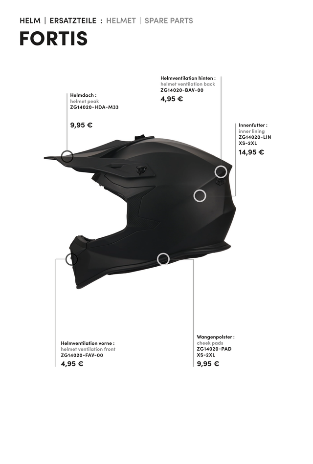 Wangenpolster MX Helm Fortis