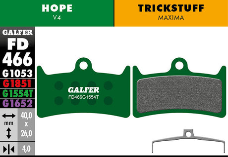 Pro Bremsbeläge für Hope V4/Tricksuff Maxima - Grün