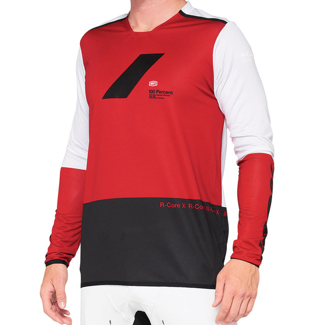 R-Core X Jersey - Maillot à manches longues - Cherry Black - Blanc/Noir/Rouge