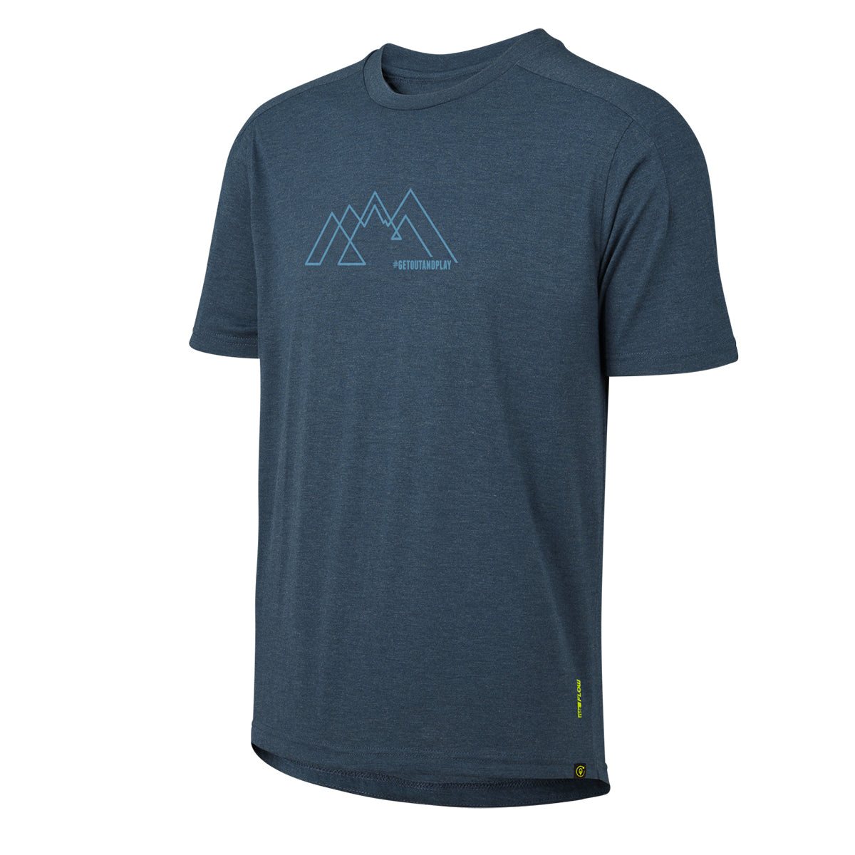 Maglietta Flow Tech con grafica montagna - Blu