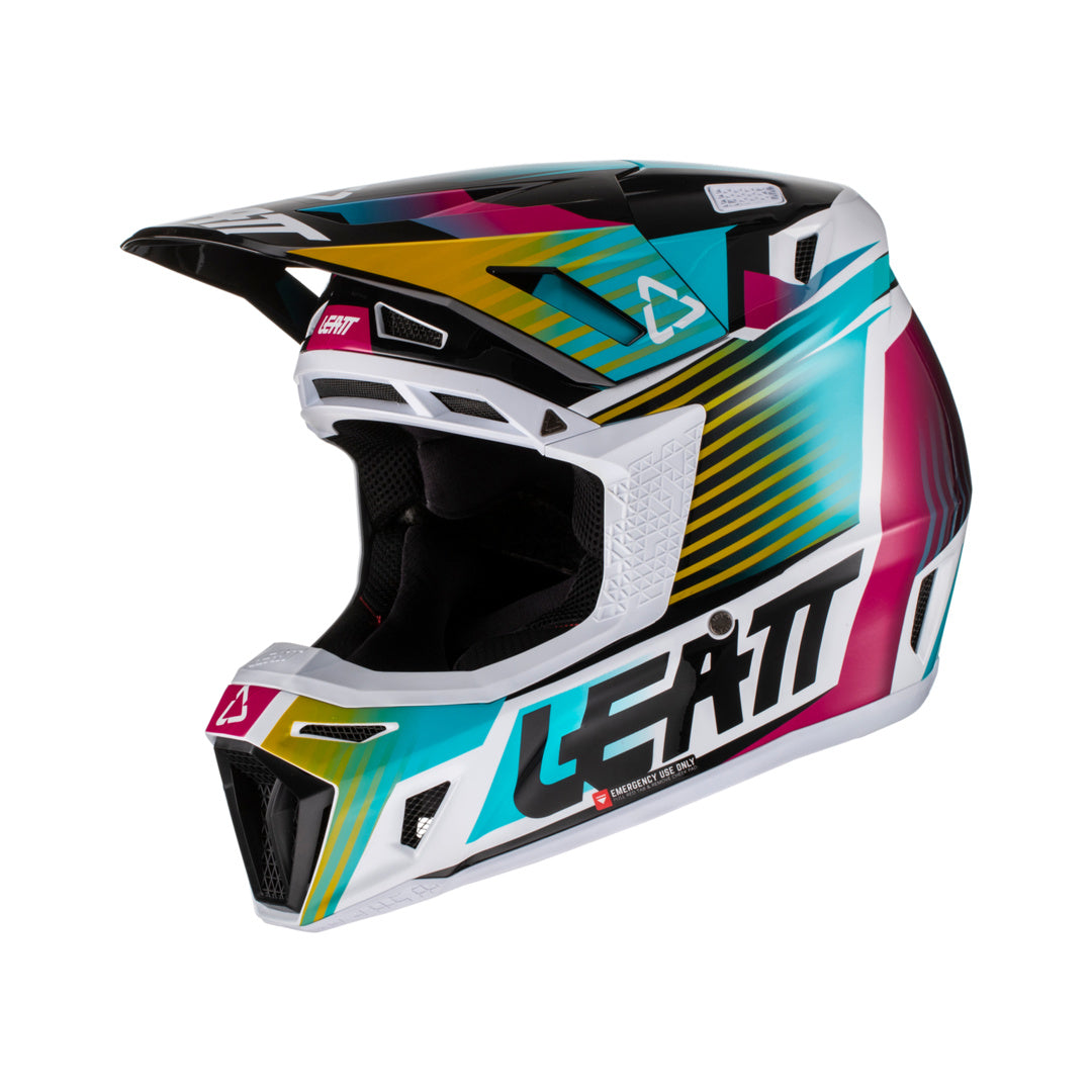 Helm inkl. Brille 8.5 V22 Aqua/Royal türkis-weiss-gelb