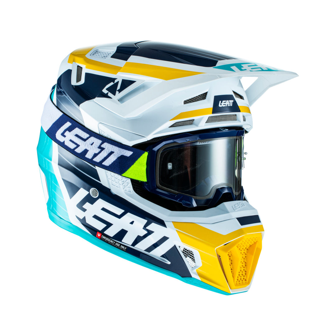 Helm inkl. Brille 8.5 V22 Graphic blau-weiss-gelb