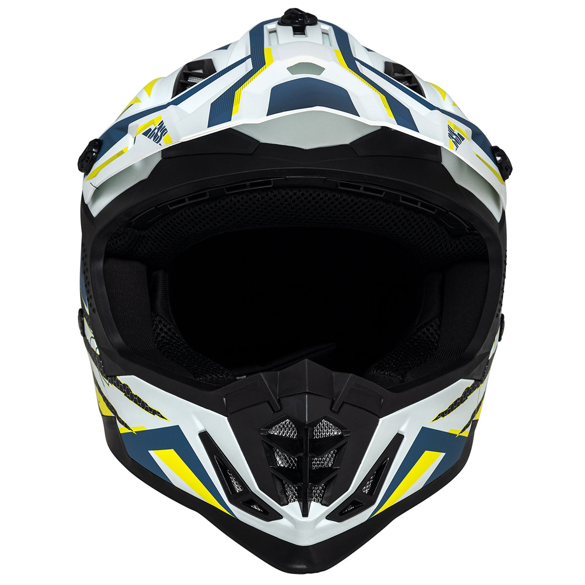 Motocross Helm iXS363 2.0 weiss matt-blau-gelb neon