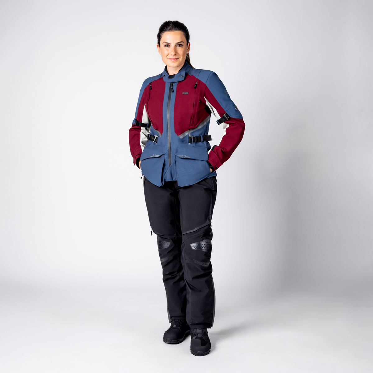 Damen Tourster-STX 1.0 Laminatjacke - weinrot-blau-cool grey iXS