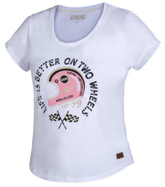 Damen T-Shirt On Two Wheels - weiss-pink iXS