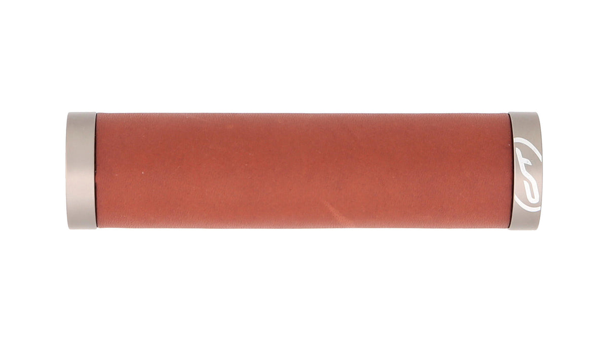 Poignées Traveller en cuir véritable - fixation sur guidon - marron